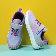 Girl's Knit Breathable Running Shoes Soft Sole Sneakers For Outdoor Jogging