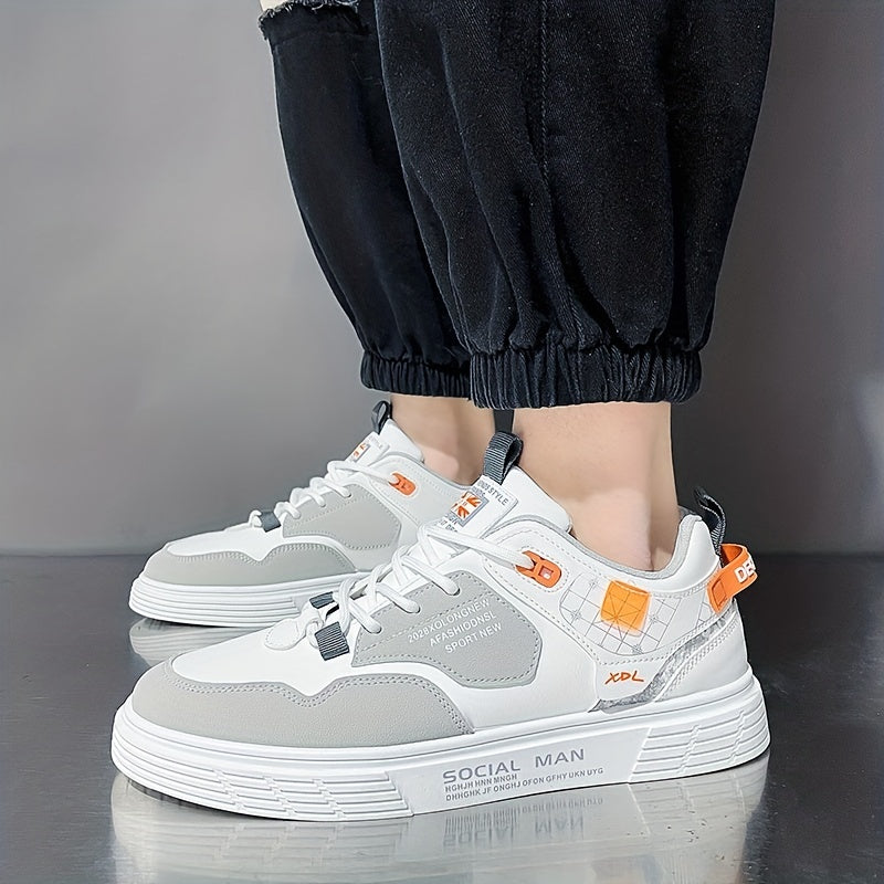 Men's Block Lace Up Skate Shoes Lightweight Comfy Non slip Sneakers