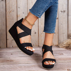 Women's Platform Wedge Sandals Cross Strap Non Slip Sandals