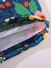 Boys Flower & Leaf Print Swim Trunks for Vacation