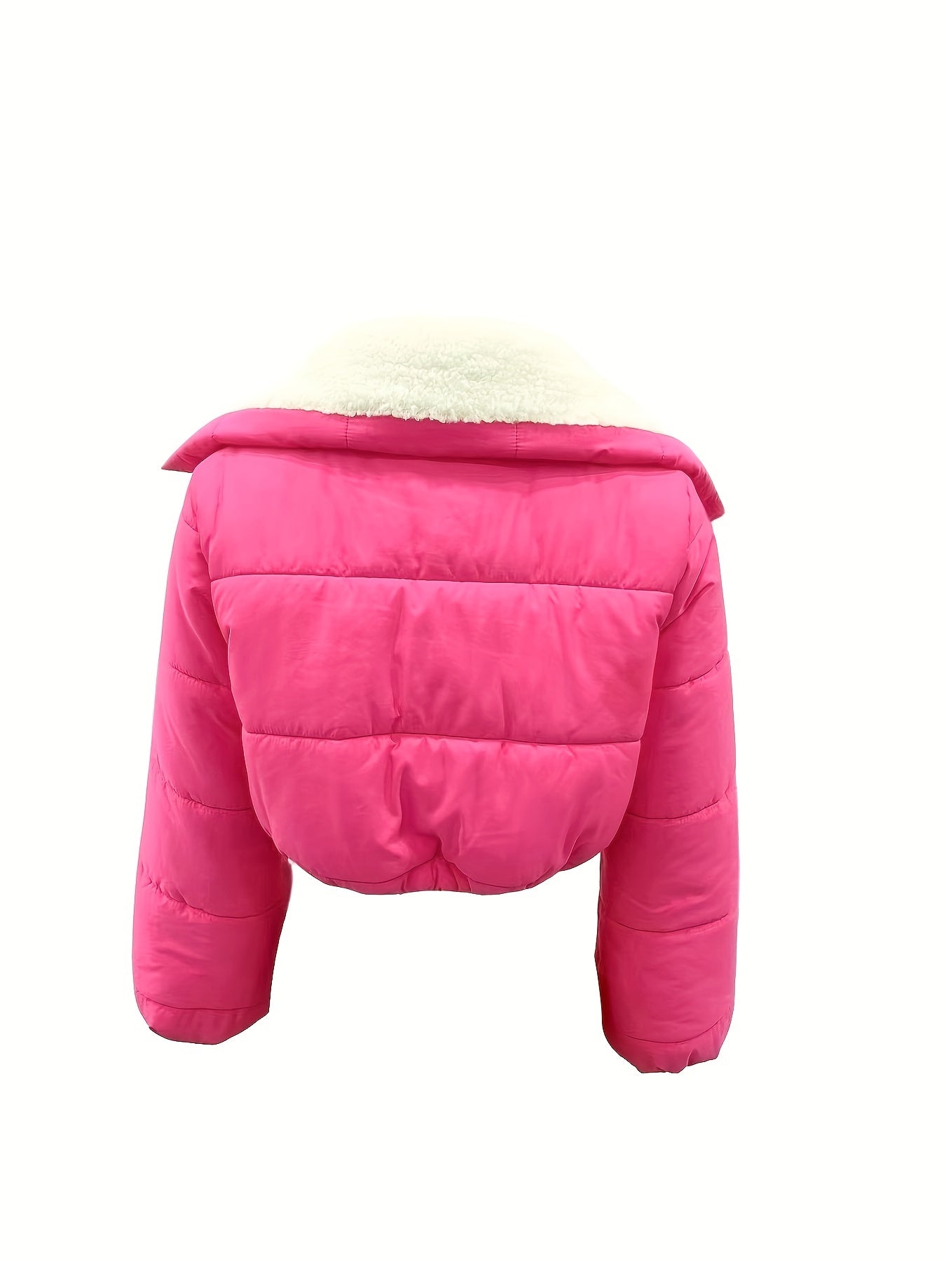 High Neck Cropped Coat Solid Long Sleeve Warm Outerwear