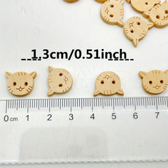 50pcs Wooden Cat Buttons 2 Holes Wood Kitty Buttons Coat Sweater Buttons