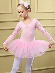 Sweet Girls Long Sleeve Ballet Tutu Leotard Dancing Suit