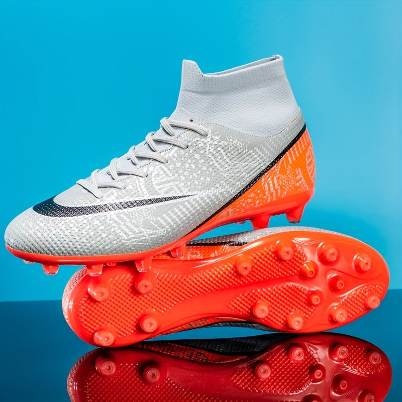 Men's High Top AG Cleat Football Boots - Anti-skid Lace Up Soccer Cleats