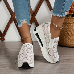 Women's Lace Rocker Shoes Mesh Slip On Platform Shoes