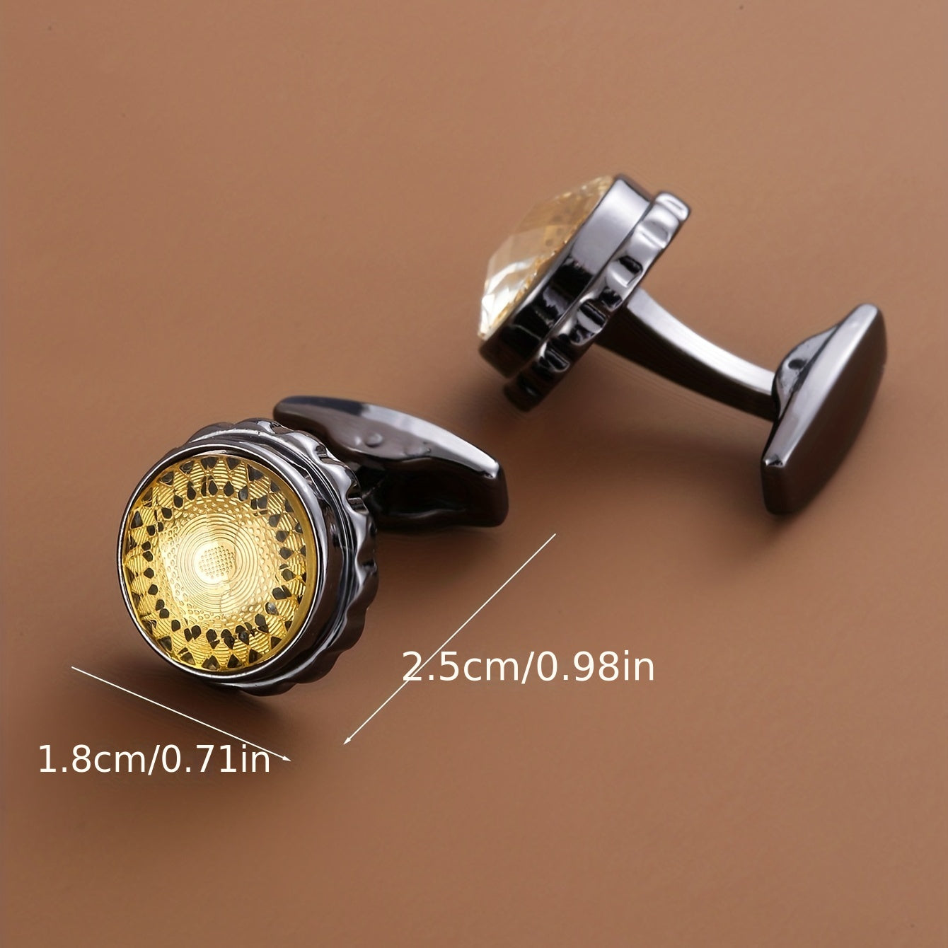 Stainless Steel Yellow Cuff French Shirt Cufflinks
