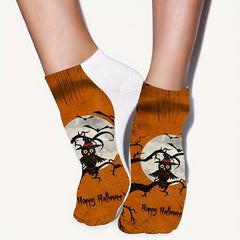 4 Pairs Halloween Pattern Socks & Low Cut Socks Women's Stockings