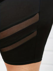 High Rise Skinny Biker Shorts with Mesh Detail