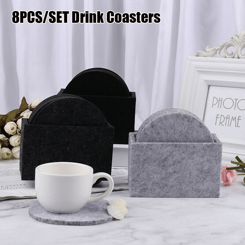 8 Drink Coasters Cup Mat With Holder Non slip Anti scalding