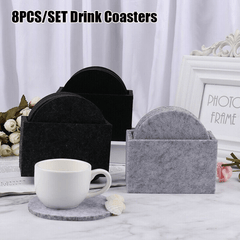 8 Drink Coasters Cup Mat With Holder Non slip Anti scalding