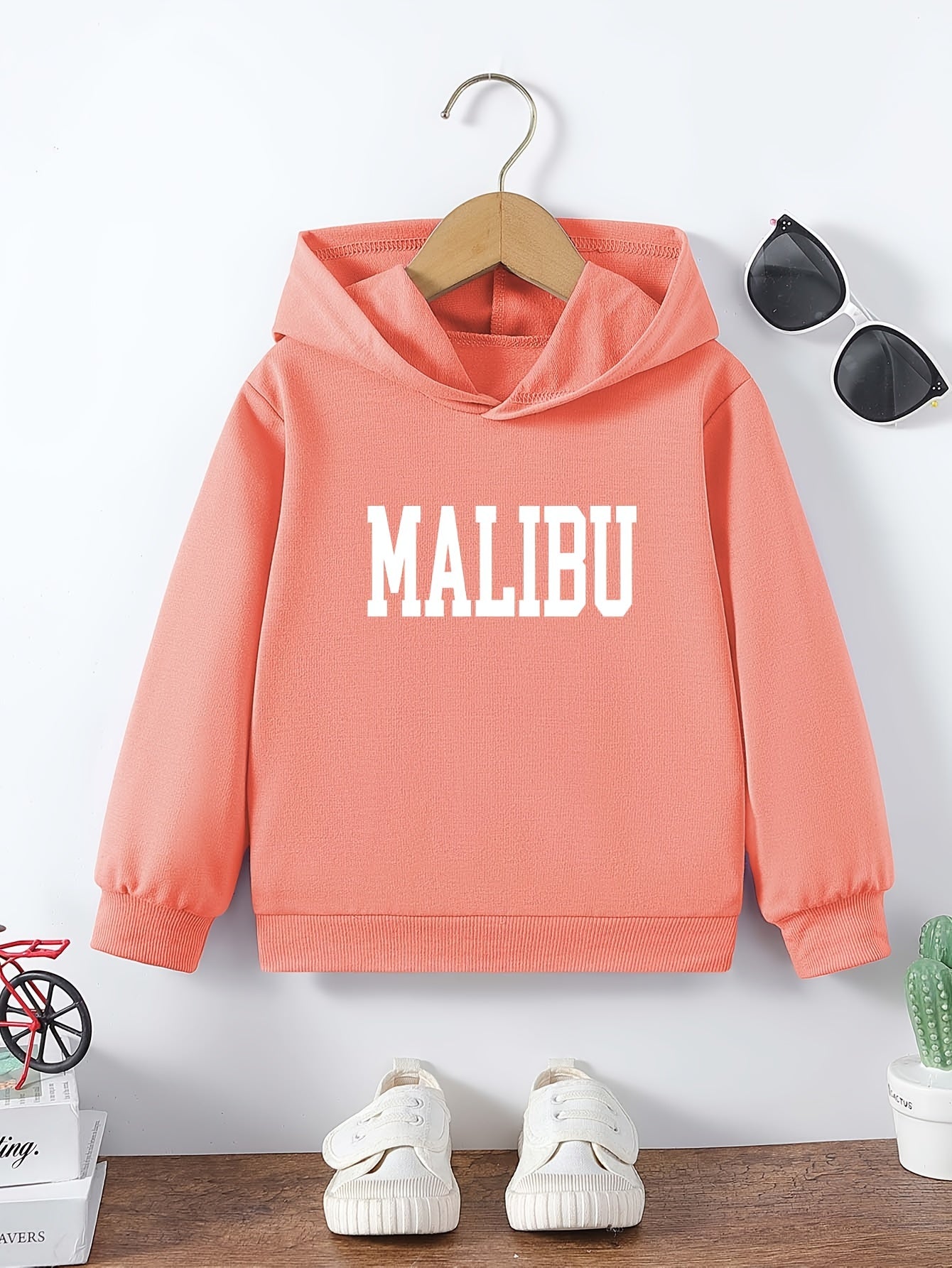 Kids Letter Print Graphic Hooded Sweatshirt