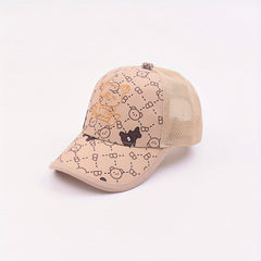 Kids Bear Embroidery Baseball Cap Mesh Adjustable Sunshade Hat