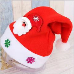 Christmas Santa Hat Red Xmas Holiday Hat With Santa Snowman And Reindeer