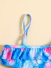 Mermaid One Shoulder Cami Top & Shorts Swimsuit Set for Baby Girls