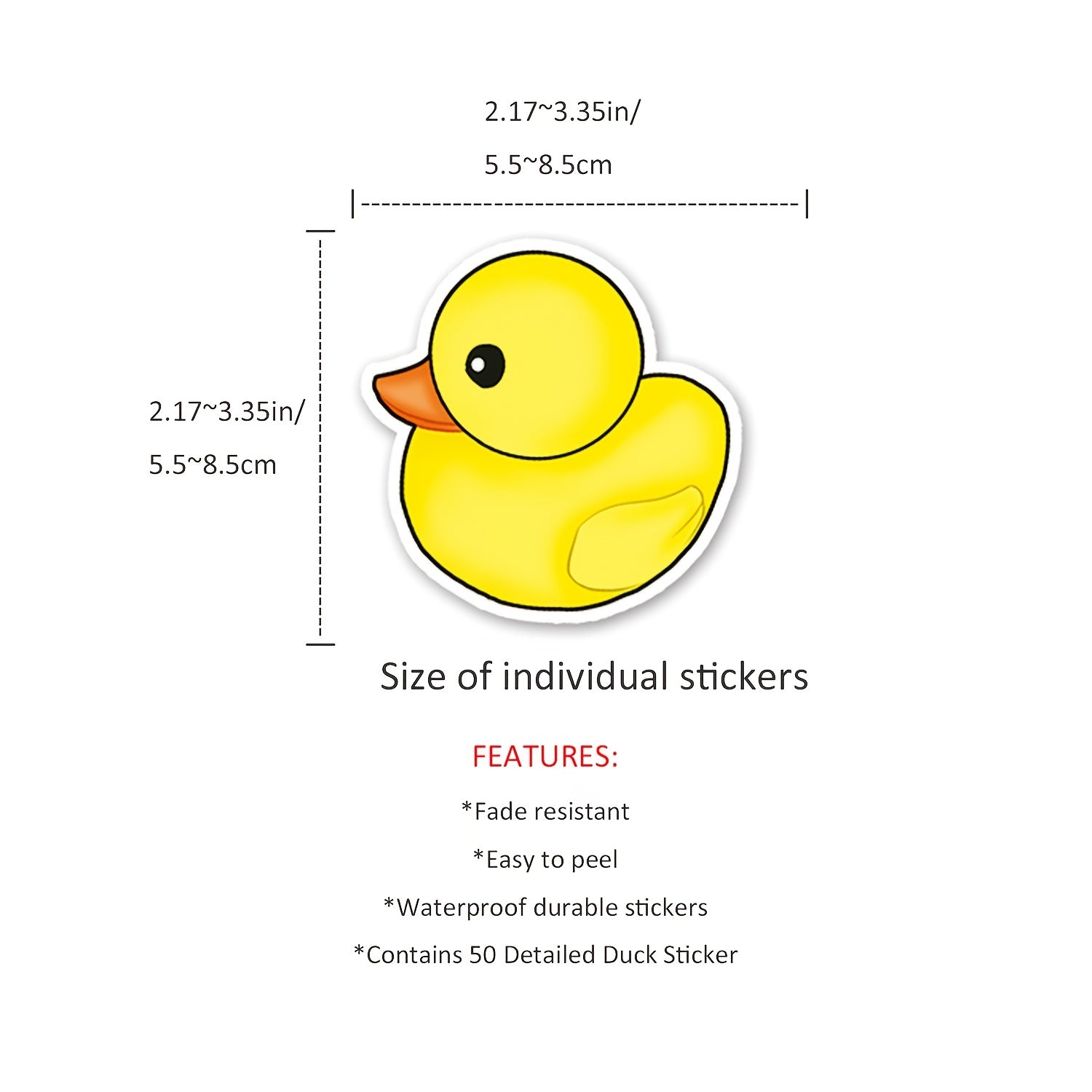 50pcs Little Yellow Duck Stickers for Laptop Water Bottle Scrapbooks