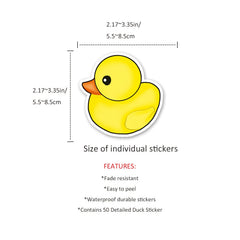 50pcs Little Yellow Duck Stickers for Laptop Water Bottle Scrapbooks