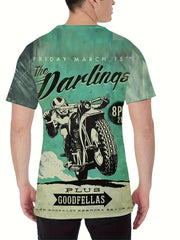 Motorcyclist Print T shirt Men's Casual Street Style Round Neck Tee Shirt