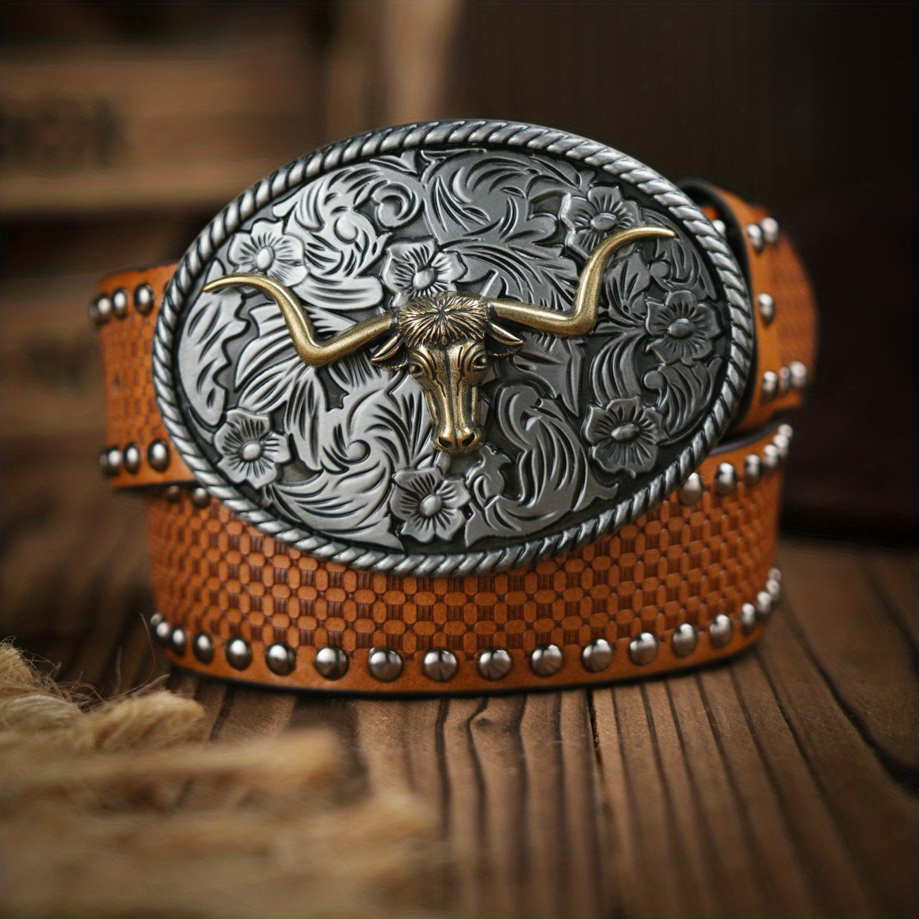 Vintage Bull Pattern Leather Belt For Men