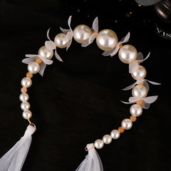 Faux Pearl Flower Headband Hairband Bridal Jewelry Set