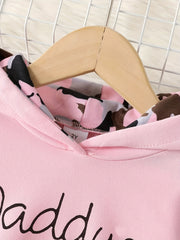 2pcs Baby Girls Letter Hoodie & Camo Pants Set Kids Clothes