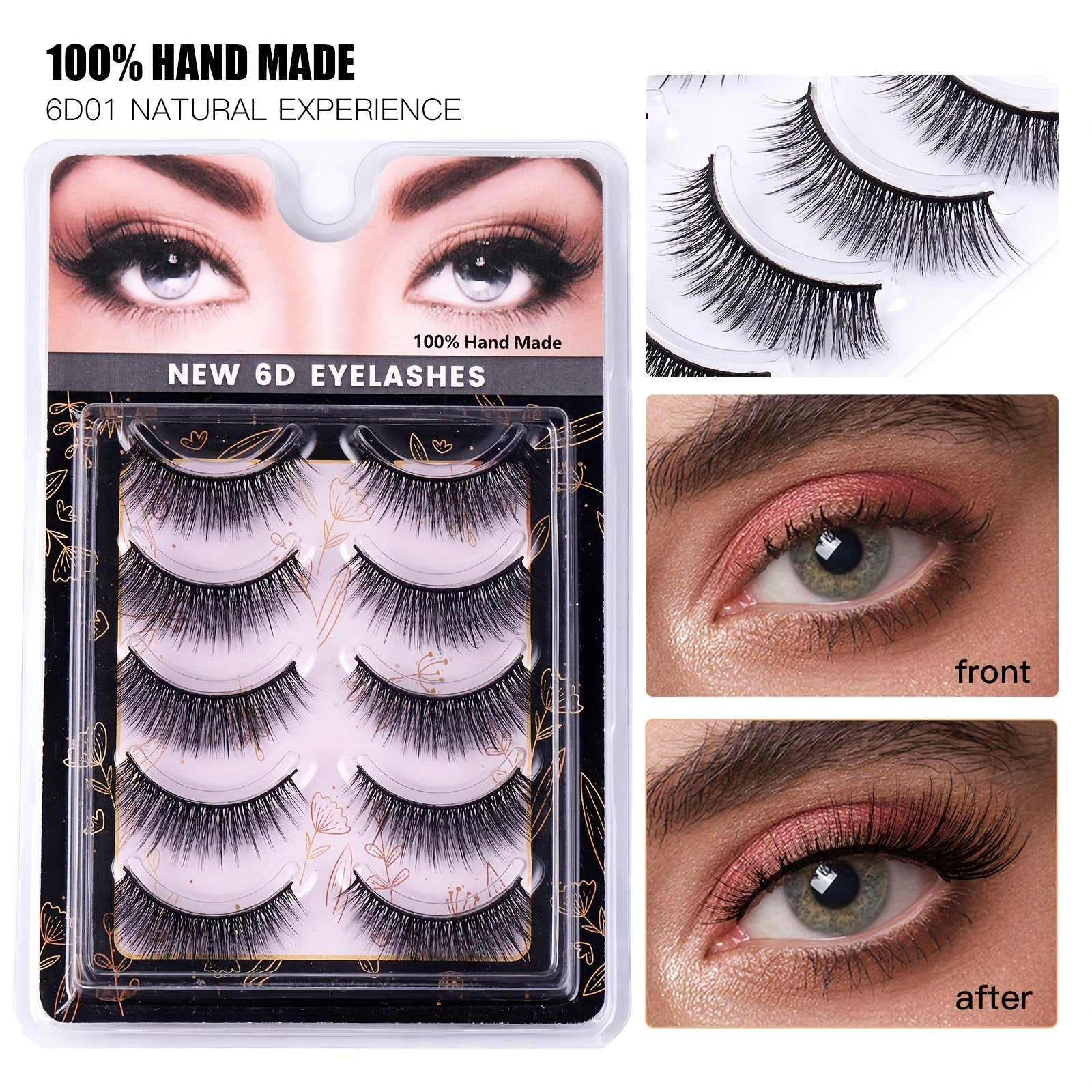 5 Pairs 6D Cross False Eyelashes Natural Curling Eye Lashes
