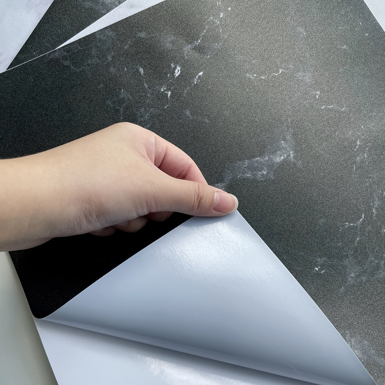 Set Of 4 Marble Floor Tile Sticker Self-adhesive Waterproof Wall Sticker Vinyl