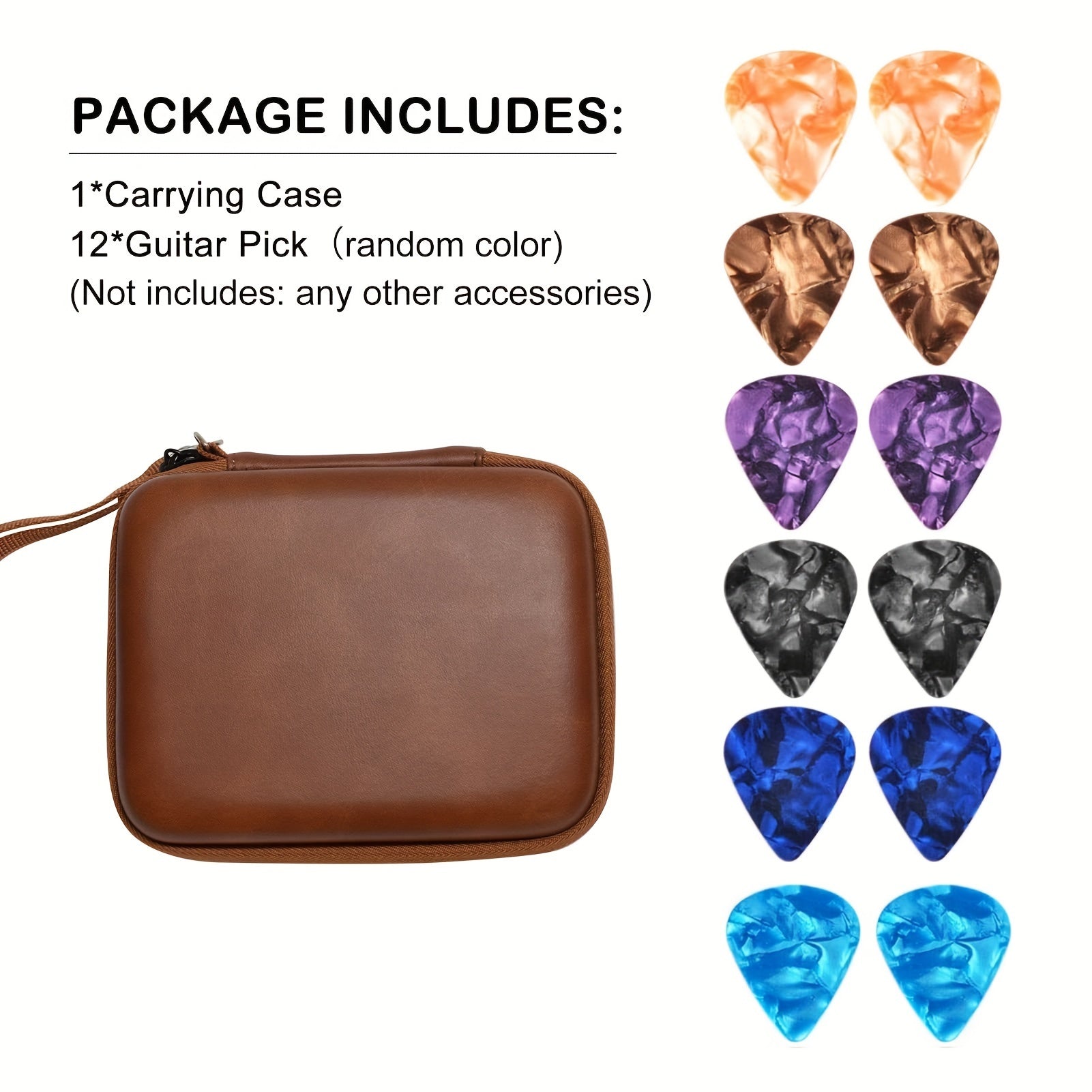 Guitar Pick Holder Faux Leather Storage Box Christmas Gift Music Party