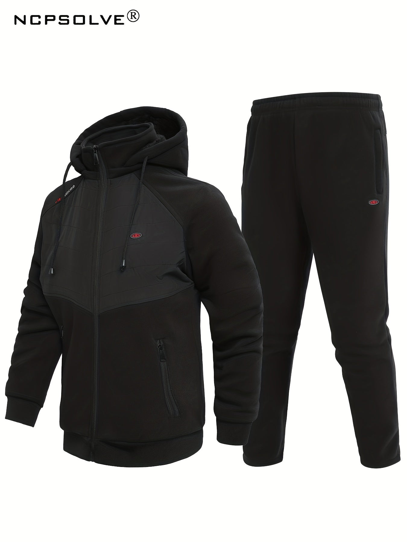 Men's Sports Suit Thick Active Zip Up Hooded Jacket & Comfy Pants