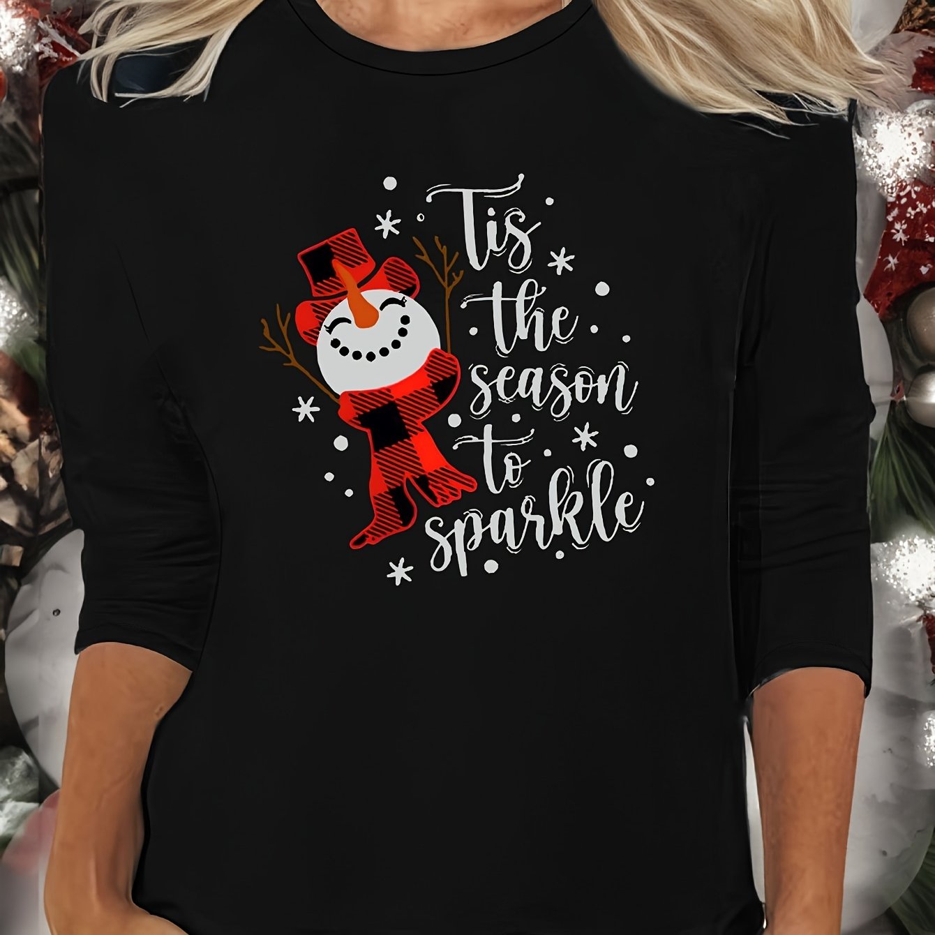 Christmas Snowman Print Long Sleeve Lounge Top