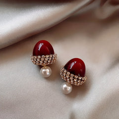 Christmas Red Bow Earrings Festive Ear Jewelry