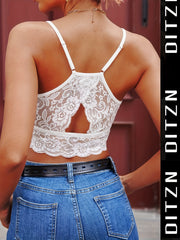 Floral Lace Cami Crop Top Sleeveless Lingerie