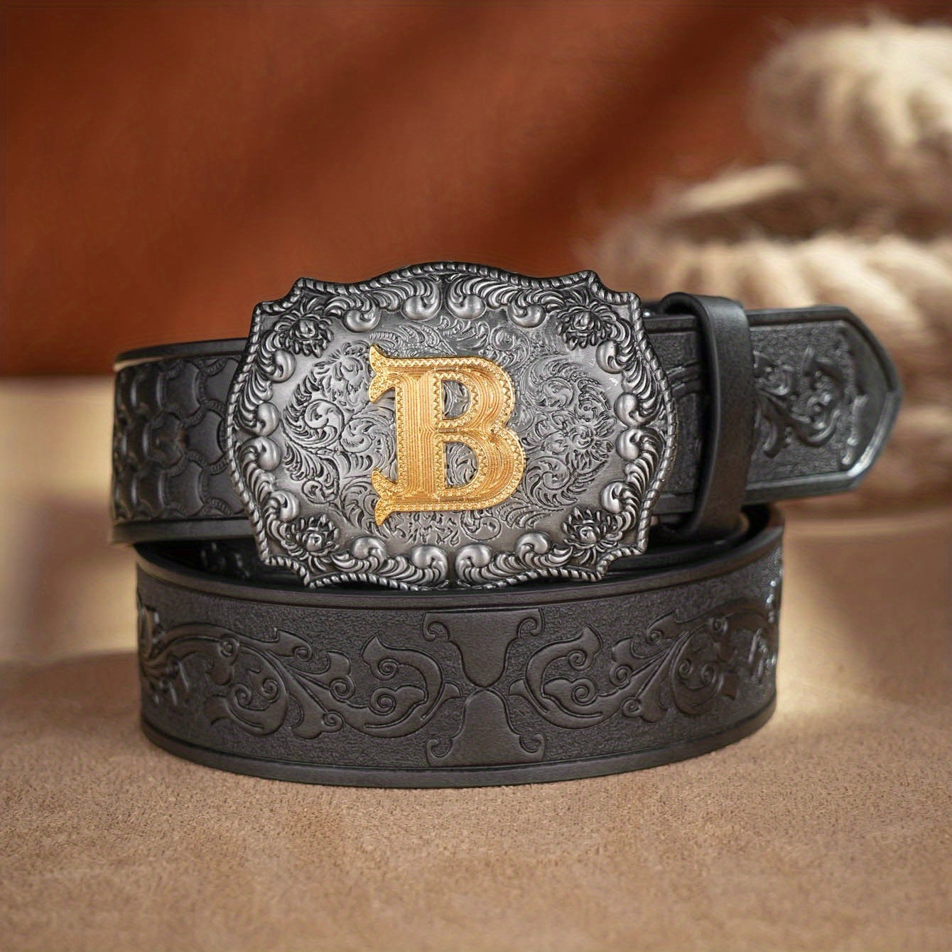 Men's Casual Letter PU Leather Belt