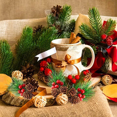 10 Christmas Mini Pine Needles Tree Decorations Simulated Flowers