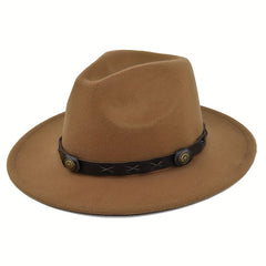 Men's Vintage Woolen Top Hat Flat Brim Felt Hat