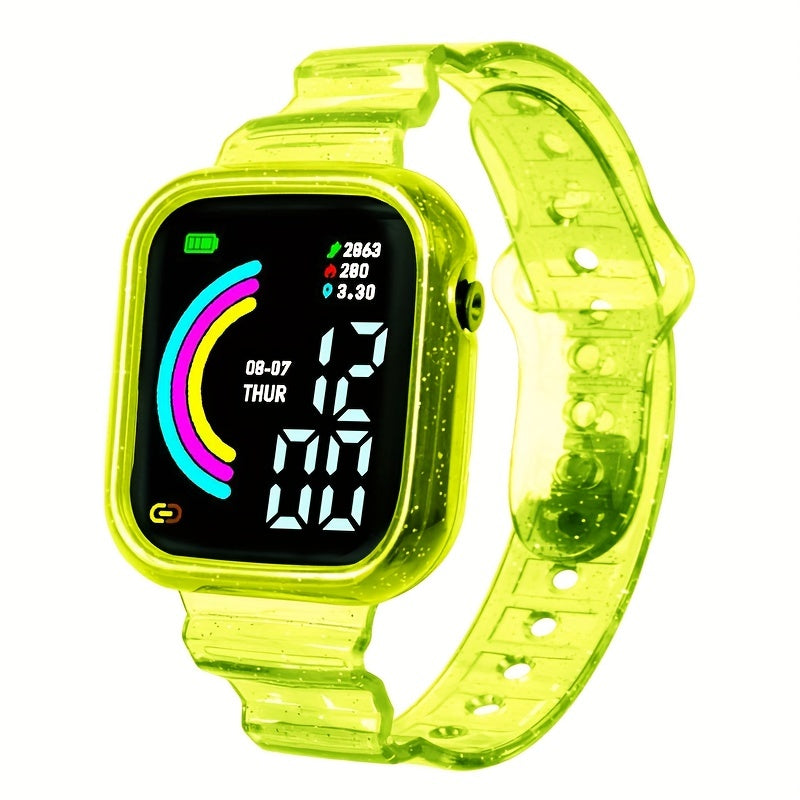 Large Screen Rainbow LED Square Electronic Watch For Students