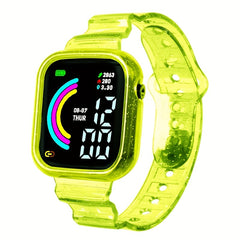 Large Screen Rainbow LED Square Electronic Watch For Students