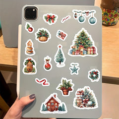 8pcs Christmas Assembled Stickers for Mobile Phone Holiday Journal Decoration