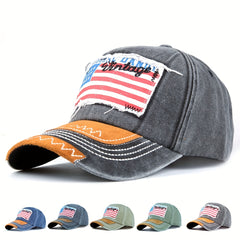 Vintage Distressed Flag Patch Baseball Cap Patriotic Dad Hat