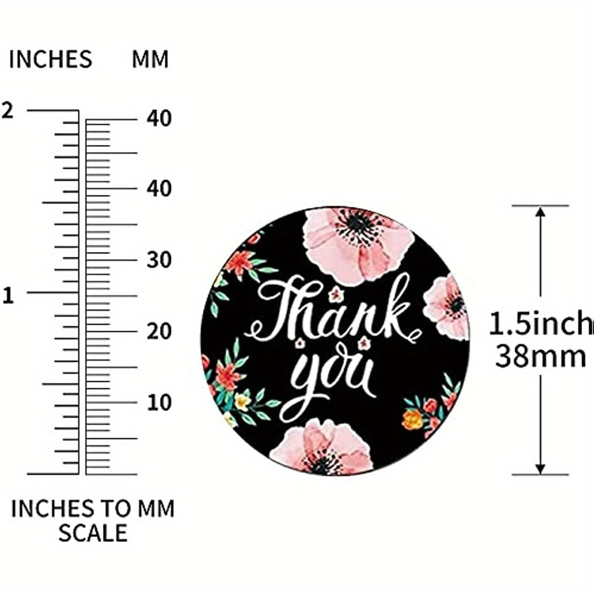 500 Thank You Stickers - 8 Floral Designs - Self Adhesive Labels for Gift Wraps