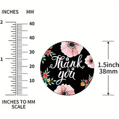 500 Thank You Stickers - 8 Floral Designs - Self Adhesive Labels for Gift Wraps