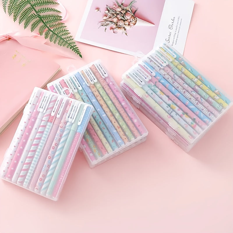 10pcs Colorful Gel Pens Set with Case Box