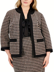 Plaid Print Coat & Midi Skirt Set