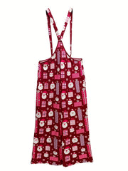 Christmas Casual Overalls Women's Plus Graphic Print