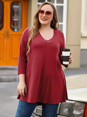 Casual Knit Top V Neck Tunic