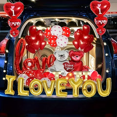 I Love You Balloon Banner Red Heart Printed Balloon Engagement Party Decoration