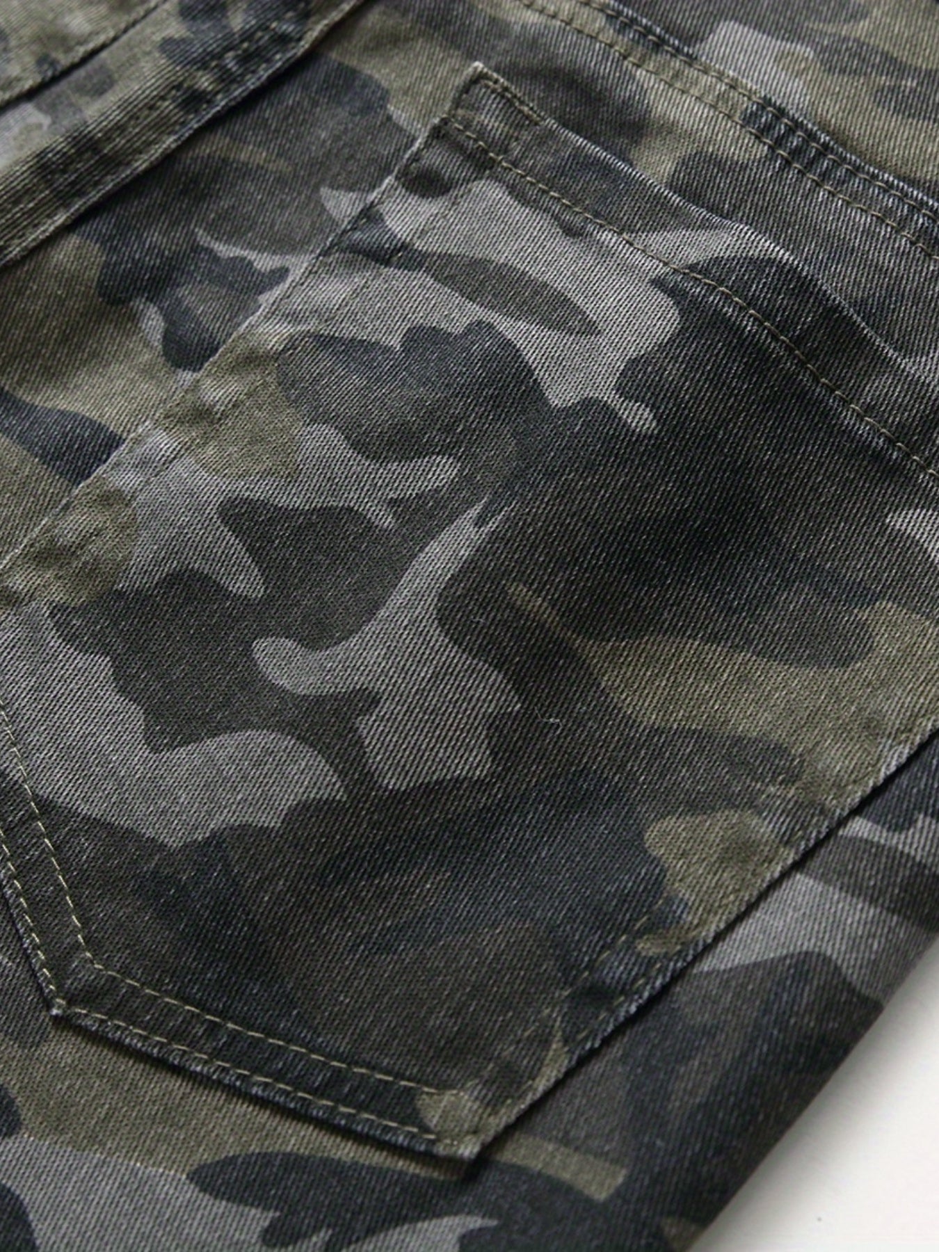 Camouflage Slim Fit Jeans Men's Casual Street Style Denim Pants