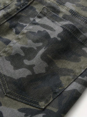 Camouflage Slim Fit Jeans Men's Casual Street Style Denim Pants