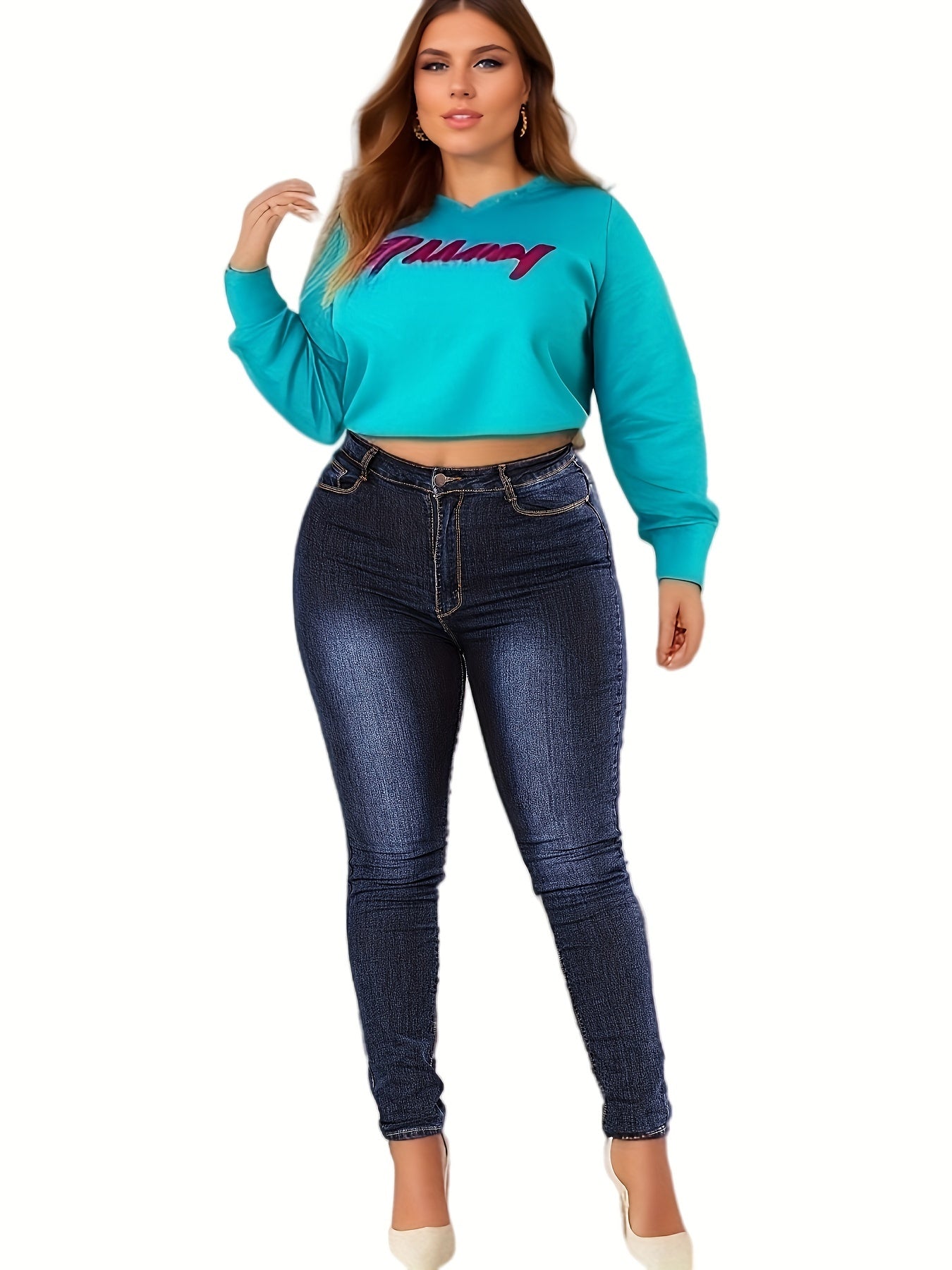 Women's Plus Button Fly High Waisted Skinny Jeans