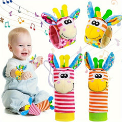 4pcs Baby Wrist Rattles Sock Toys - Newborn Baby Foot Finder & Wrist R