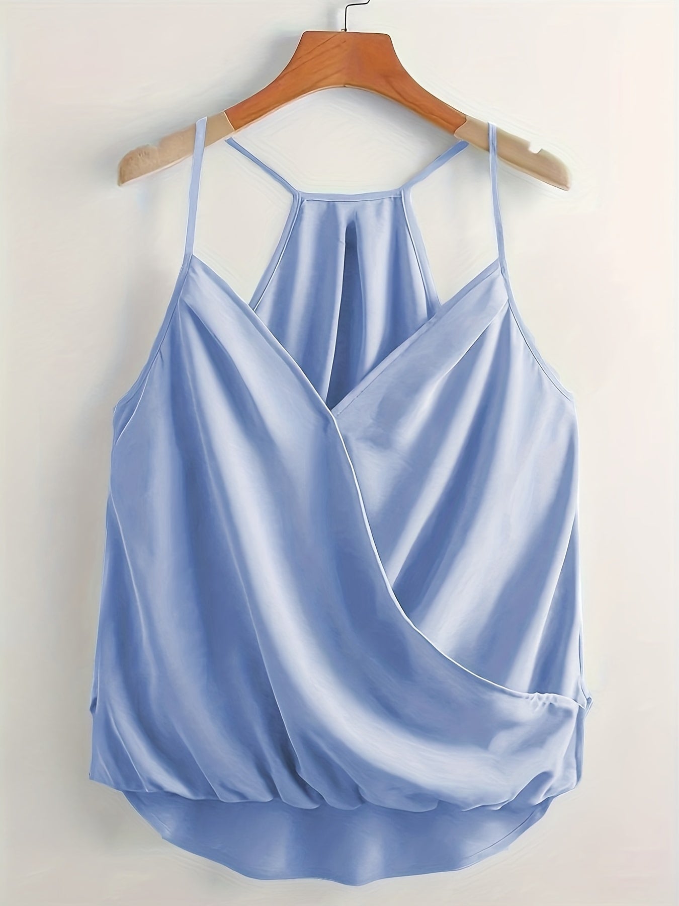 V Neck Wrap Cami Top Solid Spaghetti Strap Sexy Top